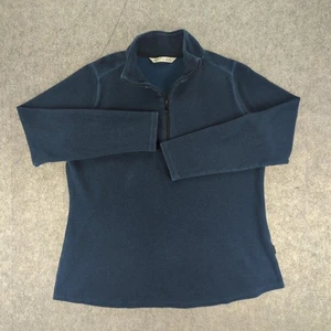 Woolrich Sweater Womens XL Navy Quarter Zip Waffle Knit Cotton Pullover 7232 - Picture 1 of 8