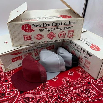New Era Snapback Vintage Hat LOT of 55 7 Burgundy 15 Black 33 Gray Foam Backing - Image 1 of 4