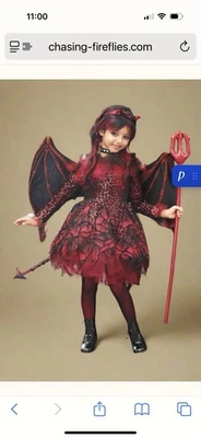 Chasing Fireflies Girls Punk Devil Costume Red Black Size 8 - Image 1 of 4