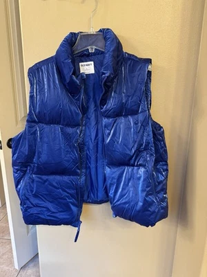 Old Navy Royal Blue metallic puffer vest Ladies XL - Image 1 of 4