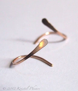 Massive 14k Gold Ohrringe - Handarbeit offene Creolen Swish Ohrring Haken - Bild 1 von 1