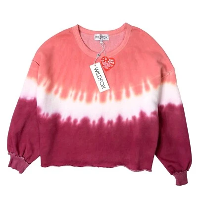 Wildfox Olivia Ruby Dove Pink White & Purple Dip Tie Dye Sweatshirt Women Large - Image 1 of 4