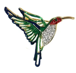 Transparente Brillante Cristales Colibrí Broche Borde Dorado - Imagen 1 de 3