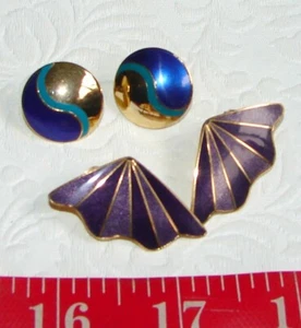 Vintage Laurel Burch & Isle of Skye Ohrringe Set: Ying Yang & lila Flügel - Bild 1 von 7