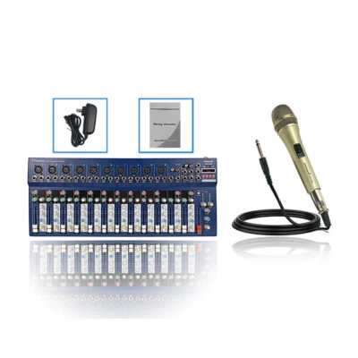 Mixing Console Bluetooth USB Sound Mixer 14 Channel Karaoke Mixer W/ Wired Mic - Image 1 of 4