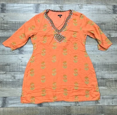 J Peterman платье женщин средний оранжевый бисером повседневный пуловер - Изображение 1 из 4