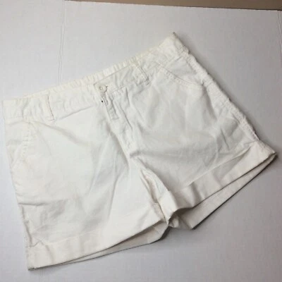 Faded Glory Womens Shorts Size 8 Flat Front Cuffed White Linen Cotton Blend - Изображение 1 из 4
