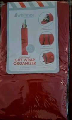 Whitmor Red Christmas Gift Wrap Organizer Brand New Zip Close Holds 12 Rolls - Image 1 of 2