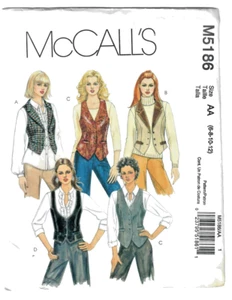 McCall's M5186 Misses Lined Vest w/Princess seams Sewing Pattern 5 Styles 6-12 - Picture 1 of 4