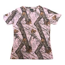 Women's Mossy Oak Break-Up Short Sleeve Burnout Crew Neck Shirt (Pink)