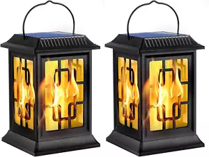 Flickering Solar Lantern Outdoor, Waterproof Hanging Flame Solar Powered Lantern - Picture 1 of 11