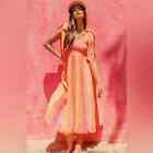 Sundress Melina India Gauze Metallic Stripe Maxi Dress Size Medium