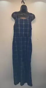Mono J.Crew Mono Jersey Bolsillos Botones Cremallera Lateral Talla 12 Azul A Cuadros - Imagen 1 de 10