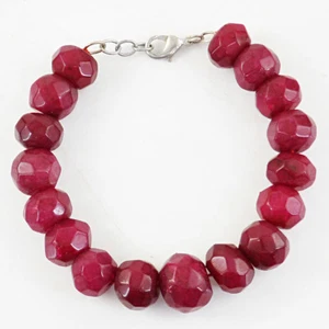 354.00 Cts ENHANCED Ruby Round Shape Faceted Beads Handmade Bracelet (RS) - Picture 1 of 2