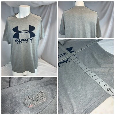 Under Armour Naval Academy Loose T Shirt L Men Gray Poly YGI D0-404 - Image 1 of 4