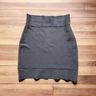 Herve Leger Rayon-Nylon-Spandex Blend  charcoal grey mini skirt Size L