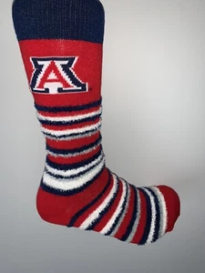 ARIZONA WILDCATS NCAA COLLEGE LOGO RED FUZZY CREW LENGTH SOCKS WOMENS MEDIUM - Picture 1 of 2