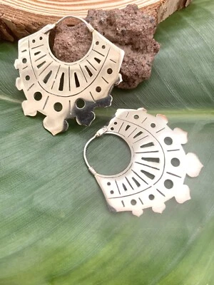 orecchini Boho in ottone placcati in argento - Immagine 1 di 4