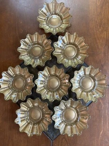 Lot of 8 Vintage Gold Glass Flower Petal Shaped Dish / Candle Votive Made in USA - Picture 1 of 9