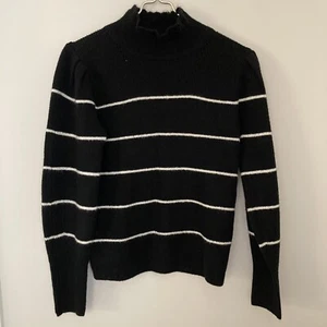 Suéter para mujer CeCe a rayas negras cuello simulado talla XS - Imagen 1 de 6