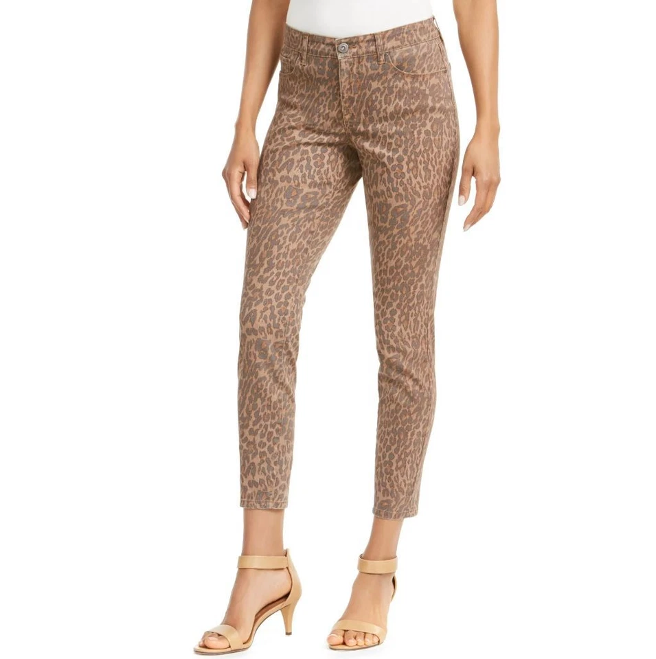 Style&co. Women's Size 4 Brown Leopard Print Mid Rise Curvy SKINNY Jeans
