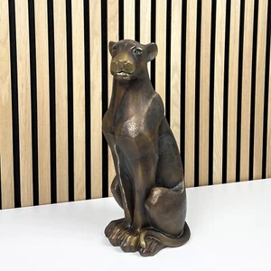 Large Bronze Leopard Ornament Cat Figurine Sculpture Animal Figure Statue Gift - Picture 1 of 6