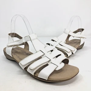 Hotter Sandals Womens 10 Leeward White Leather Gladiator Slingback Comfort Fit - Picture 1 of 8