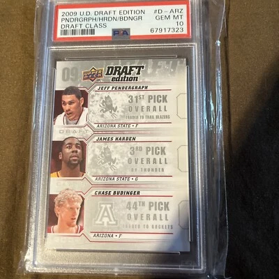 2009-10 UD#D-ARZ Draft  Edition Rook James Harden /Chase B/ Jeff P.  PSA 10. - Image 1 of 3
