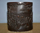 6.4 &quot; China Bamboo Hand Carved Fengshui Fu Dog Lion Beast Brush Pot Pen Case