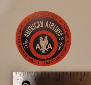 Vintage American Airlines Overseas sticker decal 2.5" diameter - Picture 1 of 2