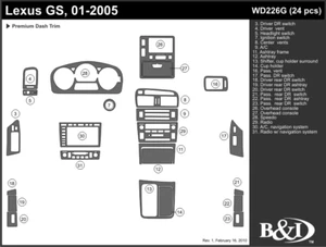 LEXUS GS 2001 2002 2003 2004 2005 DASH TRIM KIT g - Picture 1 of 1