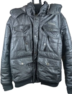 Coogi Vintage Polyurethane Like Leather Men's Coat Detachable Hood 2XL Retro 90s - Picture 1 of 16