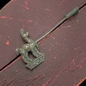 Antique Vintage Art Nouveau Sterling Silver Peruvian Llama Stick Pin Brooch 1.8g - Picture 1 of 5
