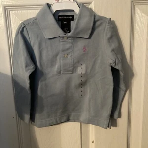 Polo Ralph Lauren LS Piqué Polo, Azul Saranac Rosa Polo Logo. Talla 18m - Imagen 1 de 3