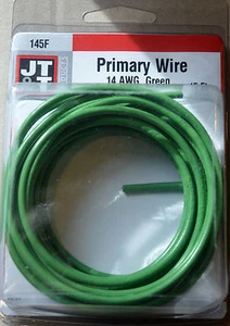 CABLE PRIMARIO AISLADO COBRE VARADO VERDE CALIBRE 14 15 PIES HECHO EN EE. UU. - Imagen 1 de 1