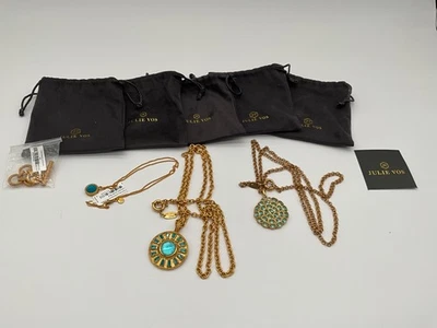 NWT Julie Vos Mykonos Aurora Solitaire Necklace 24K gold-plated Necklace Lot - Image 1 of 4