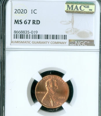 2020 LINCOLN SAHIELD CENT NGC MS67 RD MAC SPOTLESS . - Image 1 of 2
