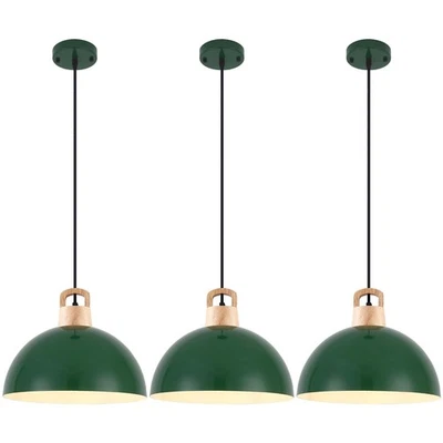 农舍吊坠灯 11.8 英寸,3 包-绿色工业厨房 Pendan... — 第 1/4 张图片
