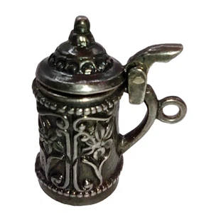 Vintage Ornate Sterling Silver 925 German Beer Ale Stein Bracelet Charm 1" - Picture 1 of 5
