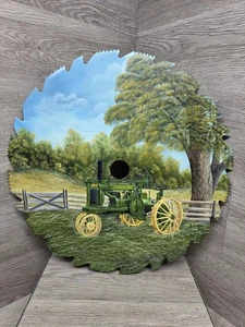 Lackierter John Deere Traktor Oldtimer 17" Sägeblatt von L Frogue Country Farm Cabin  - Bild 1 von 9