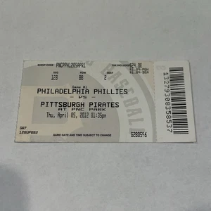 Biglietto gioco Philadelphia Phillies Vs Pirates Stub 4/5/2012 Roy Halladay vittoria + - Foto 1 di 2
