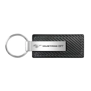 Carbon Fiber Rectangular Leather Key Chain for Ford Mustang (Black) - Picture 1 of 4