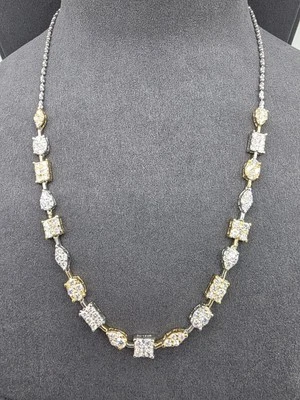 COLLAR 14K AMARILLO Y BLANCO DOS TONOS DIAMANTE DE LABORATORIO FORMA MUTLI Foto 1 de 3