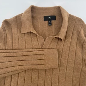 Banana Republic Italian Merino Wool Johnny-Collar Beige/ Camel Sweater Men's XL - Picture 1 of 9