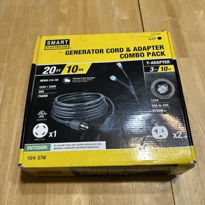 Cable de extensión de generador electricista inteligente 20 pies 30 amperios calibre 10 250 V y adaptador - Imagen 1 de 8
