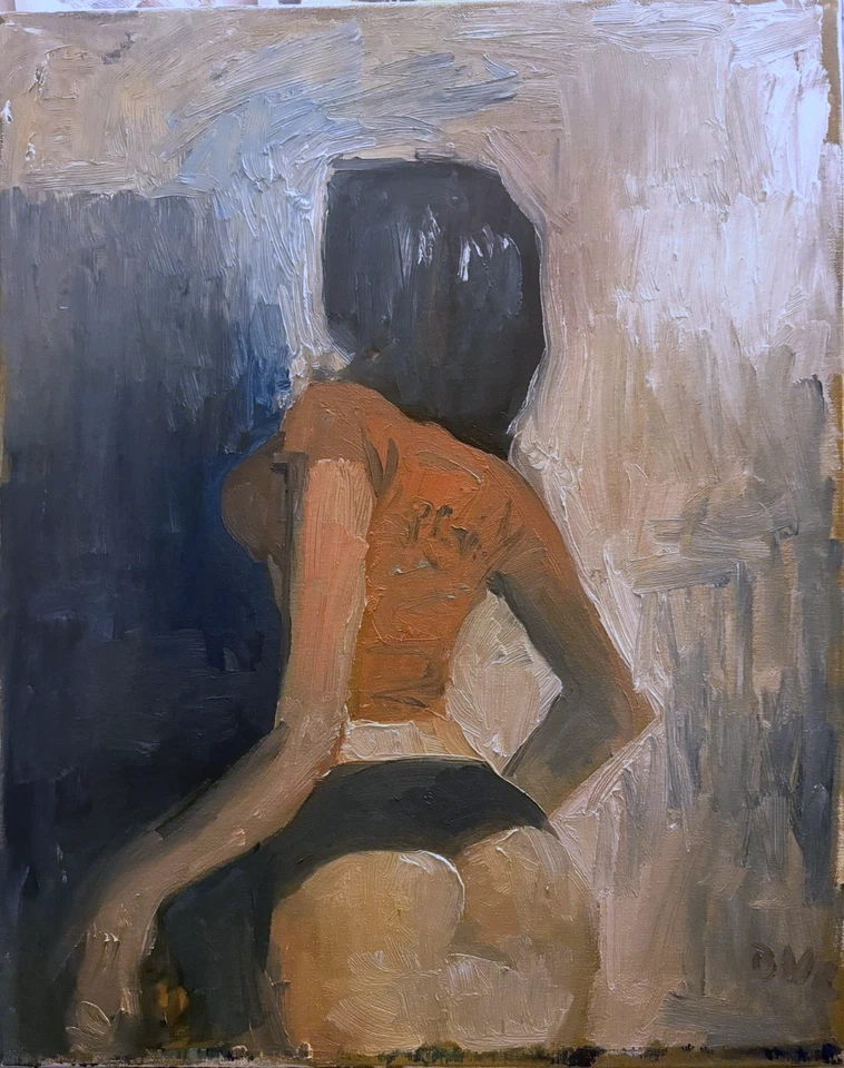 Boudoir Figure Portrait Cubism Disney Oil Painting 16x20 Canvas Original Signed - Image 1 of 4