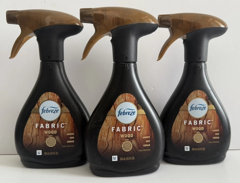 3 X Spray Refrescador de Tela Febreze Madera Ámbar Oud Cedro 16.9 OZ Foto 1 de 1