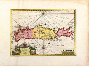 Pieter Van Der Aa L'ile De Candie - Antigua Creta - C1733 Gouttelette - Imagen 1 de 1