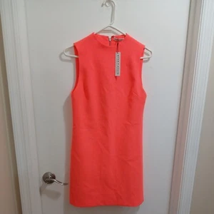 Alice And Olivia Neon Coral Mini Dress Sz 0 NWT - Picture 1 of 10