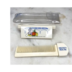 Vintage Disney Mickey Mouse Small Compact Mirror & Comb Travel Set RARE Novelty - Picture 1 of 10